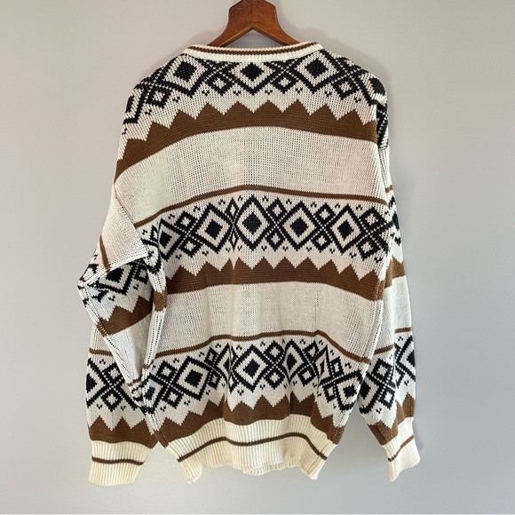 Vintage Oversized Slouchy Knit Crewneck Grandpa Dad Sweater Light Academia - Picture 5 of 8